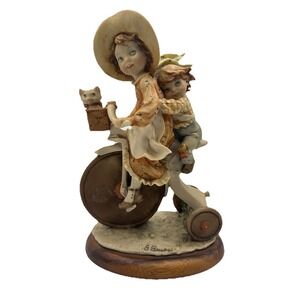 1982 Giuseppe Armani Gulliver's‎ World Sculpture - Kids on a Tricycle Vintage